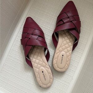 Birdies Burgundy Woven Mules